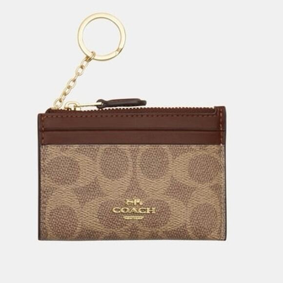 Coach Women's Mini ID Skinny in Signature Canvas Dark Brown One Size NWT - Picture 1 of 12